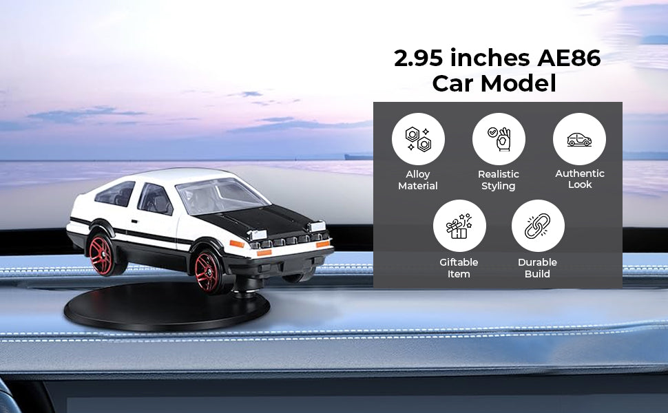 Votvy Mini Car Model Drifting AE86 Car Model with Self Adhesive Base, 2.95inches Alloy AE86 Car Model Initial D Car Dashboard Decor Car Charm Desk Decor Room Decor Birthday Gift
