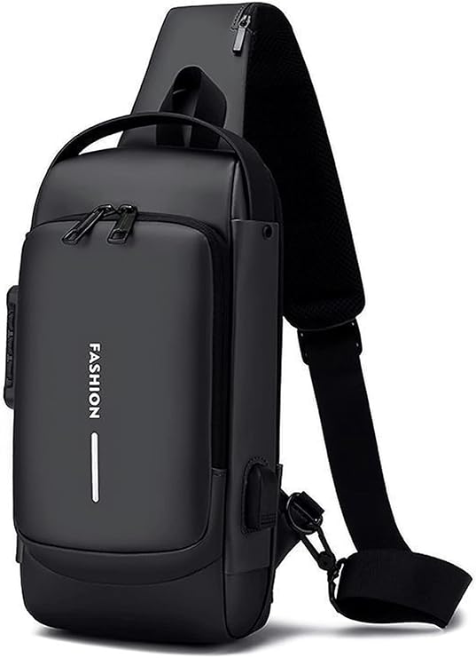 Votvy Cross Body Travel Sling Bag for unisex| Anti-theft Chest Sports Crossbody Bag - PU Leather Crossbody Shoulder Bag - Chest Bag for Daily use