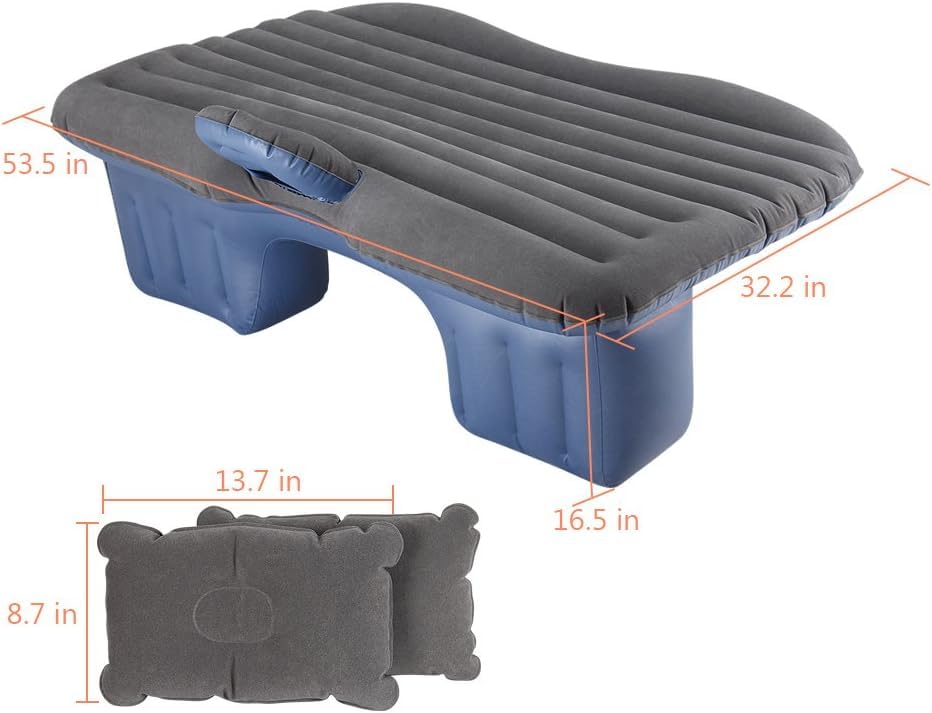 Votvy Car Inflatable Bed with Pump & 2 Air Pillow|Quick Inflatable Back Seat Bed|Car Inflatable Mattress|Car Bed Mattress|Car Bed For Kids,Travel,Trip,Camping,Picnic,Pool & Beach|Universal Fit|Beige