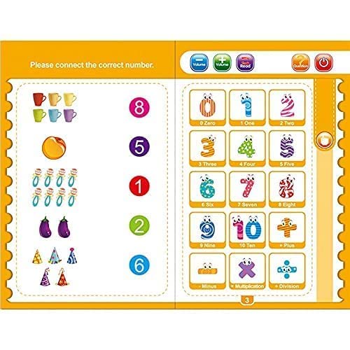 Votvy Intelligence Book Sound Book for Children, English Letters & Words Learning Book, Fun Educational Toys. Activities with Numbers, Shapes Learning Book for Toddlers