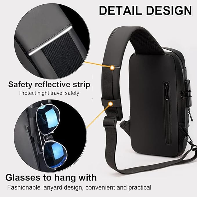 Votvy Cross Body Travel Sling Bag for unisex| Anti-theft Chest Sports Crossbody Bag - PU Leather Crossbody Shoulder Bag - Chest Bag for Daily use
