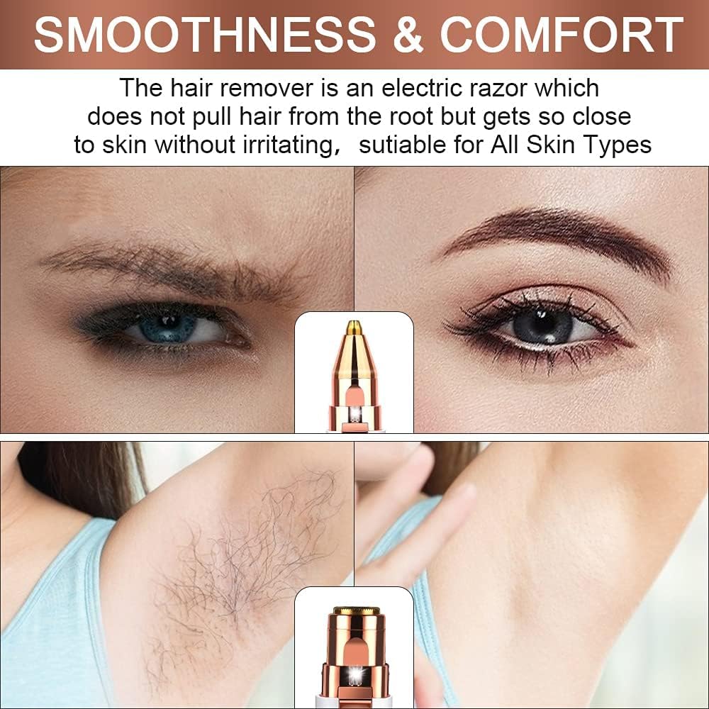 Votvy 2-in-1 Rechargeable Eyebrow Trimmer & Facial Hair Remover Razor for Women - Replaceable Heads, Professional Personal Hair Removal with Indicator Lights (White)