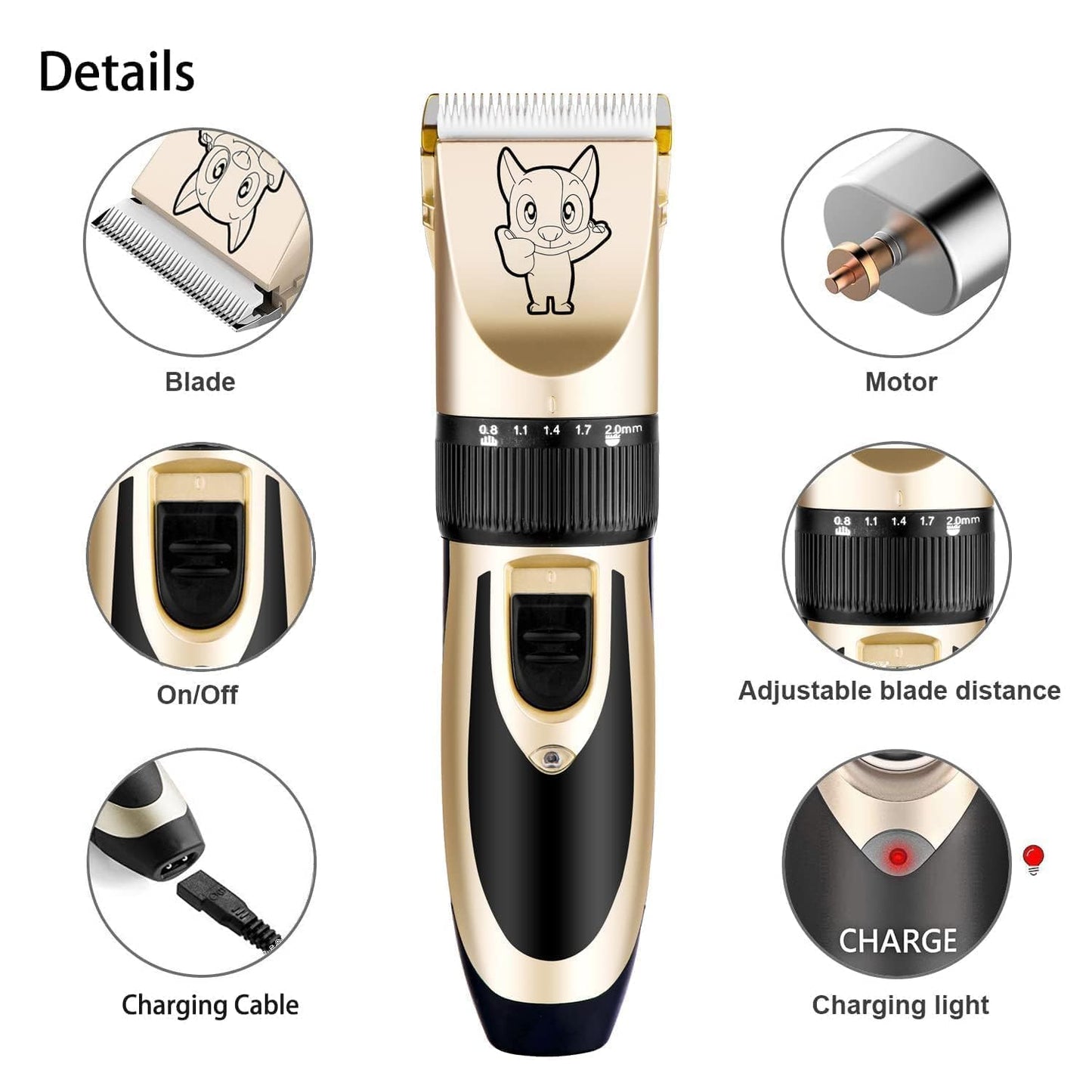 Votvy Electric Cat & Dog Trimmer | Professional Grooming Kit for Labrador, Shih Tzu, German Shepherd & Golden Retriever | Pet Hair Cutting Trimmer for Cats and Dogs | Quiet, Powerful, & Cordless