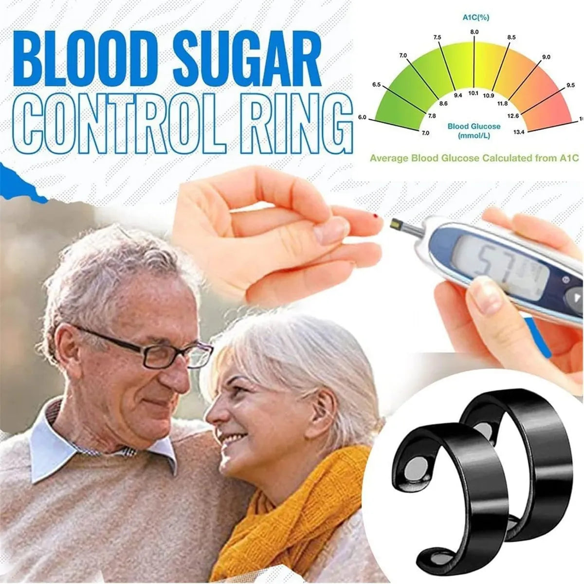 Votvy Blood Sugar Control Ring Magnetic Health Ring With Adjustable Opening For Sugar Control, Stress Relief, Blood Pressure Regulation