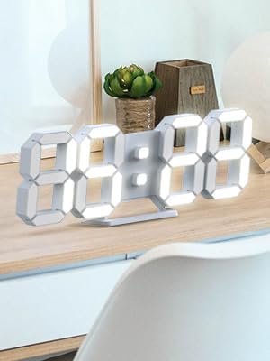 Votvy 3D Led Digital Alarm Clock Table Alarm Clock Manually Adjustable Brightness Electric Clock With Snooze Dimmer 12/24 Hour Mode Black-White