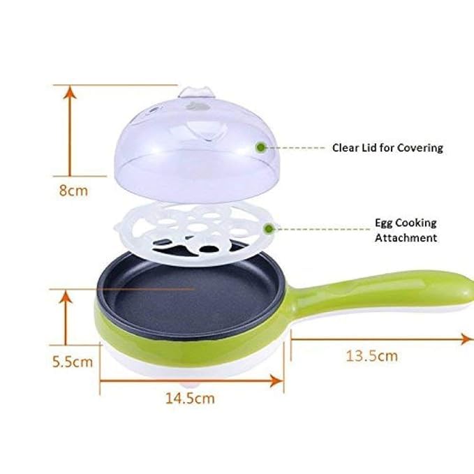 Votvy Single Handle egg bowler and Capacity of 7 Eggs Egg Boiling Non-Stick Steamer and Egg Frying Pan Machine 2 in 1 Single Layer Egg Boiler Omelette Maker and Other Egg Variety