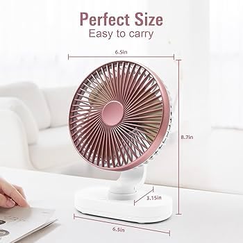 Votvy 3600mAh Rechargeable Desk Fan (90° Rotate), Portable Table Fan,USB Fan, USB Battery,4 Speed for Home Office Travel-The battery life is 8 hours with the maximum wind speed