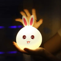 Votvy Electric  Night Lamp for Kids,Silicone Cute Little Rabbit LED Table Lamp, Birthday Gift for Kids (2-5 Years), Colour Changing with USB Rechargeable Night Light(Rabbit Lamp), Multicolour