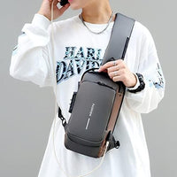 Votvy Cross Body Travel Sling Bag for unisex| Anti-theft Chest Sports Crossbody Bag - PU Leather Crossbody Shoulder Bag - Chest Bag for Daily use