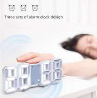 Votvy 3D Led Digital Alarm Clock Table Alarm Clock Manually Adjustable Brightness Electric Clock With Snooze Dimmer 12/24 Hour Mode Black-White