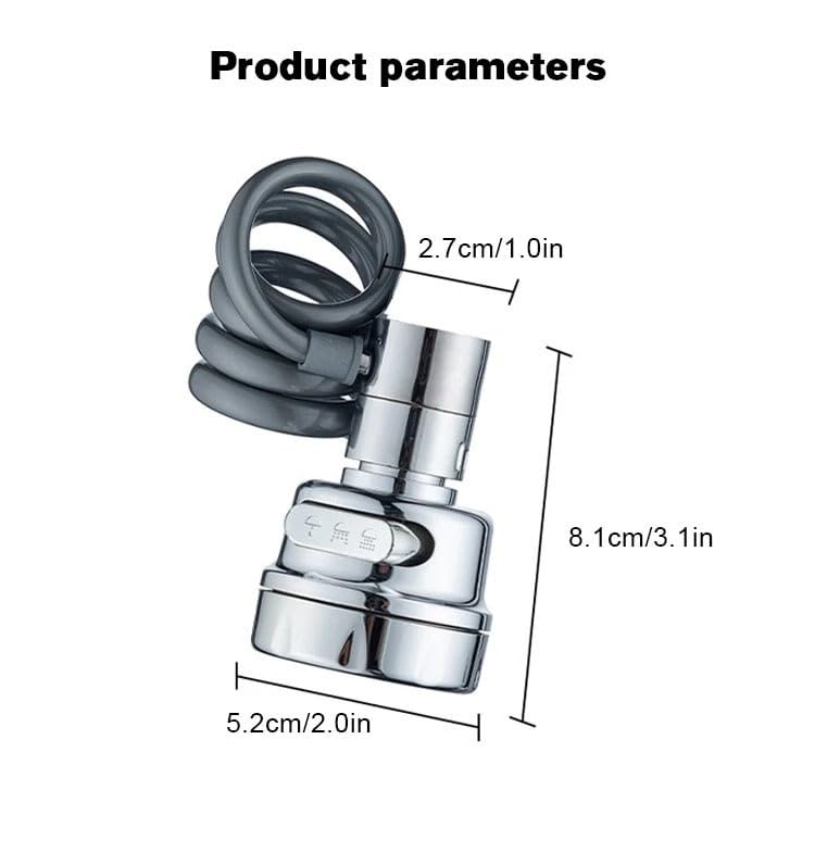 Votvy Tap Extender for Kitchen Sink, 3 Spray Modes Faucet Head Replacement, Sink Sprayer Faucet Tap Extender, Aerator with Stretchable Hose Attachment, Water Outlet for Kitchen, Bathroom (1, Silver)