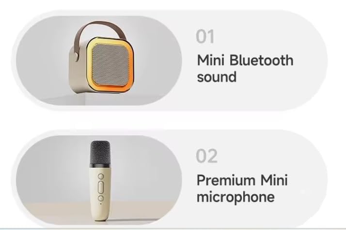Votvy Electric Rechargeable Karaoke Mic with Speaker for Singing | Wireless Mini Portable Bluetooth Speaker with Microphone & LED Lights | Cute Birthday Gift for Kids Musical Toys for Boys, Girls and Adults