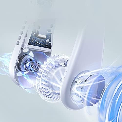 Votvy  Portable Electric Rechargeable Neck Fan USB Charging Battery Bladeless Neck Fan Smart Mini Hand Free 3 High Speed Fan Low Noise 360° Cooling NECK FAN