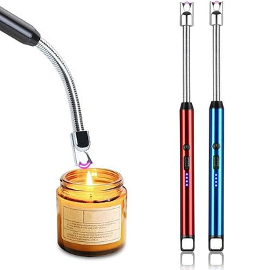 Votvy 2 Piece Plasma Electric Gas Lighter for Kitchen Use C-Type USB Rechargeable Arc Stove, Kitchen, Restaurants, Pooja Room, Candles, BBQ, and 360 Degree Flexible Neck & Flameless, Windproof Lighter (Multicolor)