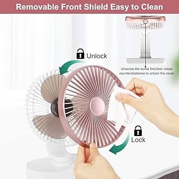 Votvy 3600mAh Rechargeable Desk Fan (90° Rotate), Portable Table Fan,USB Fan, USB Battery,4 Speed for Home Office Travel-The battery life is 8 hours with the maximum wind speed
