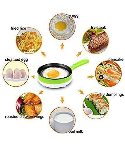 Votvy Single Handle egg bowler and Capacity of 7 Eggs Egg Boiling Non-Stick Steamer and Egg Frying Pan Machine 2 in 1 Single Layer Egg Boiler Omelette Maker and Other Egg Variety
