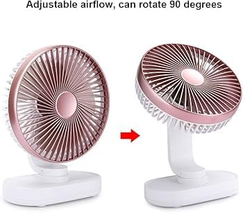 Votvy 3600mAh Rechargeable Desk Fan (90° Rotate), Portable Table Fan,USB Fan, USB Battery,4 Speed for Home Office Travel-The battery life is 8 hours with the maximum wind speed