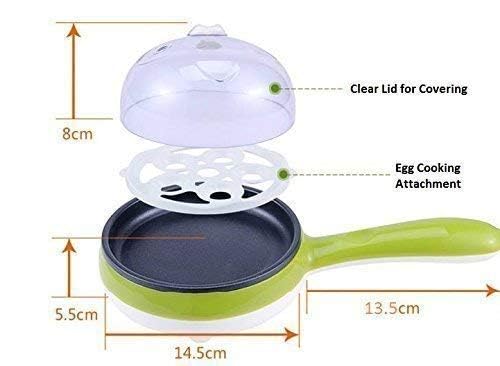 Votvy Single Handle egg bowler and Capacity of 7 Eggs Egg Boiling Non-Stick Steamer and Egg Frying Pan Machine 2 in 1 Single Layer Egg Boiler Omelette Maker and Other Egg Variety