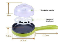 Votvy Single Handle egg bowler and Capacity of 7 Eggs Egg Boiling Non-Stick Steamer and Egg Frying Pan Machine 2 in 1 Single Layer Egg Boiler Omelette Maker and Other Egg Variety