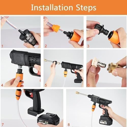Votvy  Car Washer High Pressure Gun  Cordless Portable Wireless Pressure Washer Gun 48V 12000mah High Pressure Water Gun for Car Wash Bike Washing Cleaning| Adjustable Nozzle and 5M Hose Pipe