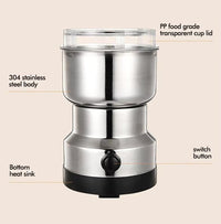 Votvy   Imported Portable Electric Coffee Bean Grinder, Stainless Steel Blade, Ultra-Fine Grain Crusher, Small Household & Commercial Coffee Grinder for Grains & Spices, Compact Handcrafted Pulverizer