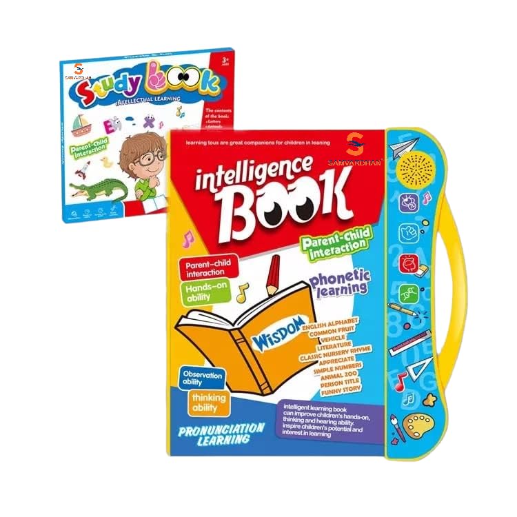 Votvy Intelligence Book Sound Book for Children, English Letters & Words Learning Book, Fun Educational Toys. Activities with Numbers, Shapes Learning Book for Toddlers