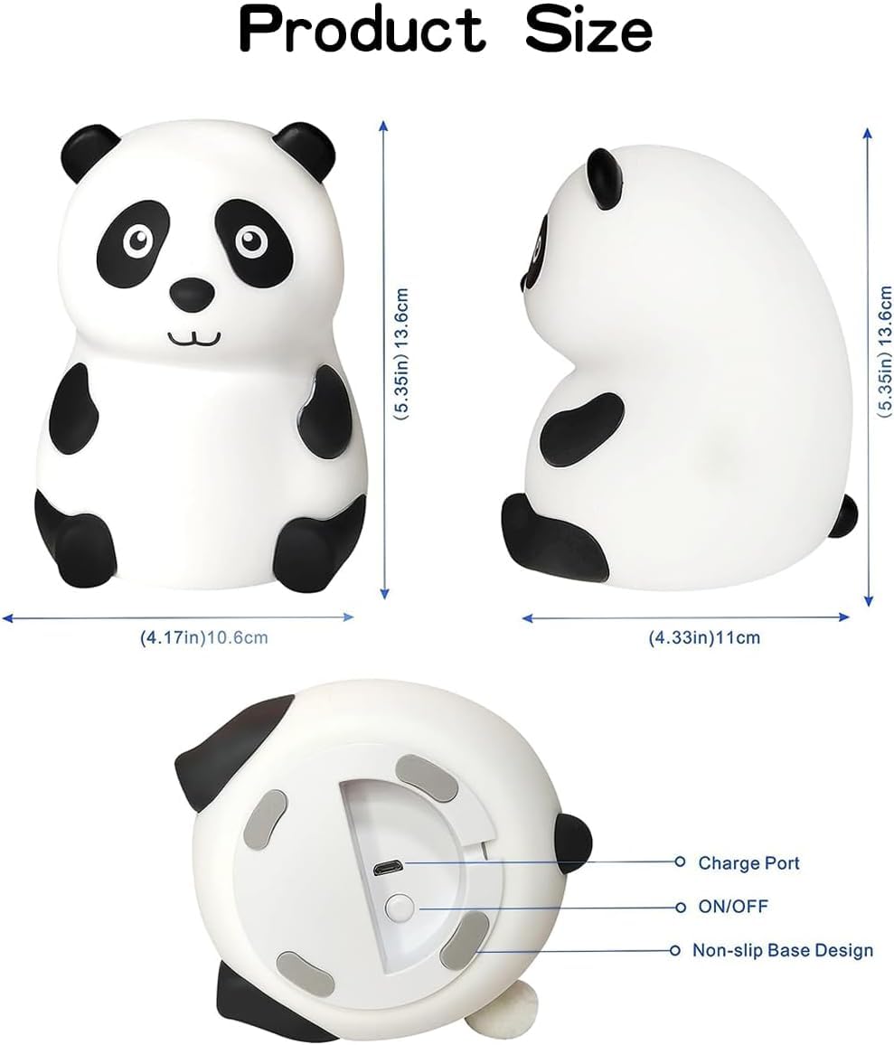 Votvy Electric  Rechargeable Panda Lamp, Cute Silicone Kawaii Night Lamp For Bedroom With Touch Gesture 7 Color Changing Adorable Christmas Gift Kids, Light,Table,Beside Kids Room