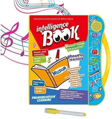 Votvy Intelligence Book Sound Book for Children, English Letters & Words Learning Book, Fun Educational Toys. Activities with Numbers, Shapes Learning Book for Toddlers