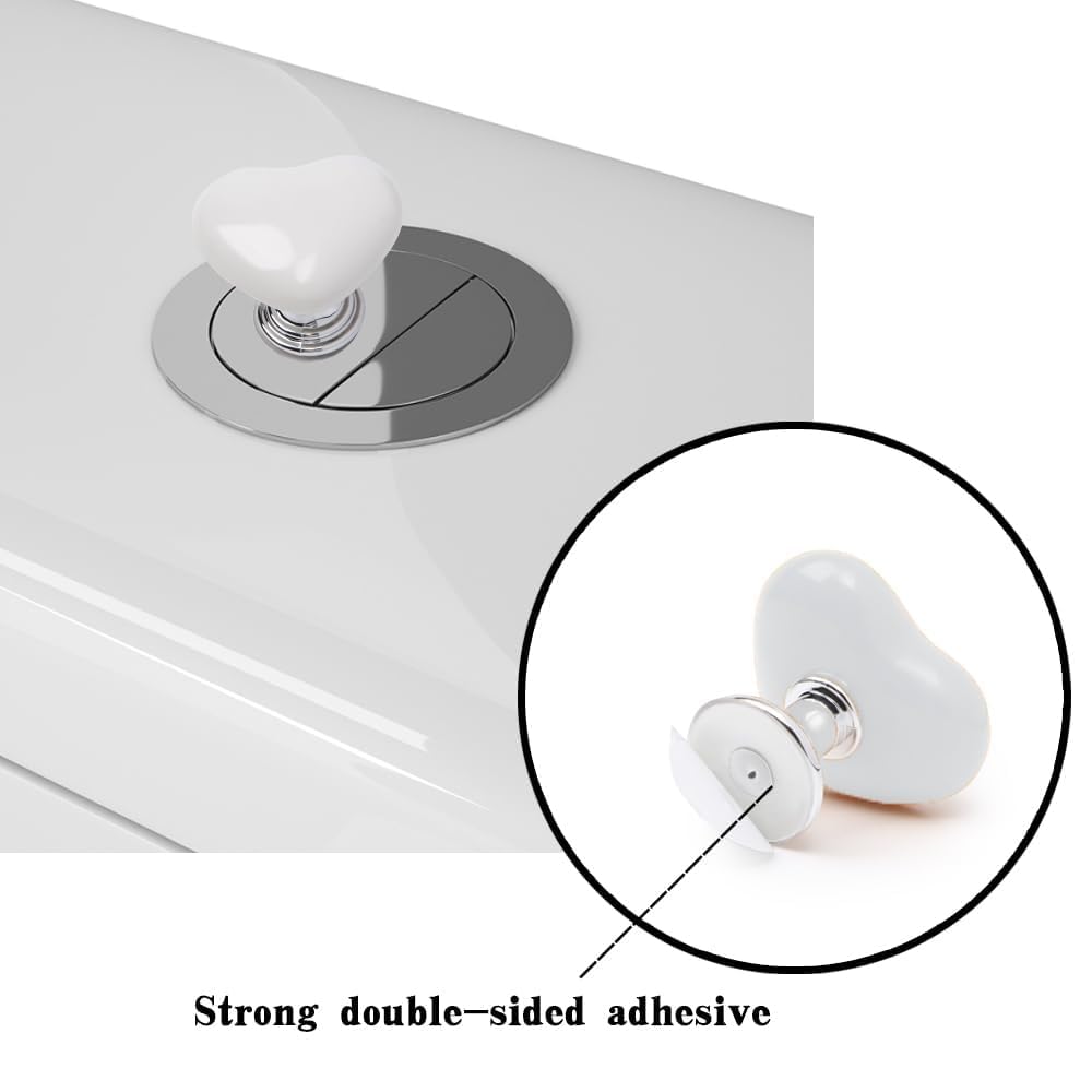 Votvy  4 Pcs Toilet Tank Button, Love Heart Shaped Toilet Push Button, Toilet Tank Press Button For Toilet Cover Lifter Handle Flush, Portable Toilet Tank Lid for Women Long Nail(Multicolour)