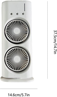 Votvy Electric Double Ended Spray Fan, Cold Air Fan, 2025 New 3 Gears USB Rechargeable Oscillating fan with LED Light Cooler Fan, Touch & Remote Control, 280ml Water Tank, Ice Filling Fan