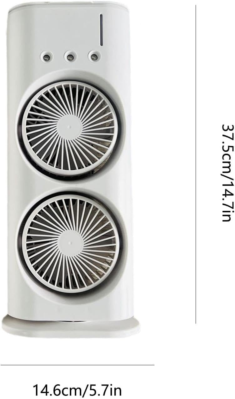 Votvy Electric Double Ended Spray Fan, Cold Air Fan, 2025 New 3 Gears USB Rechargeable Oscillating fan with LED Light Cooler Fan, Touch & Remote Control, 280ml Water Tank, Ice Filling Fan