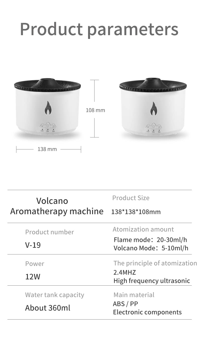 Votvy Oil Diffuser with Flame Light Cool Mist Humidifier with 2 Mist Modes Timer and Auto-Off Safety Protection Quiet Diffusers for Aromatherapy Essential Oil for Home Office SPA Yoga | Plastic Electric