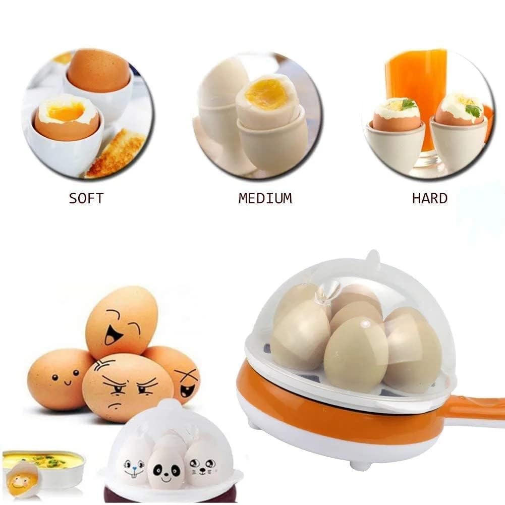 Votvy Single Handle egg bowler and Capacity of 7 Eggs Egg Boiling Non-Stick Steamer and Egg Frying Pan Machine 2 in 1 Single Layer Egg Boiler Omelette Maker and Other Egg Variety