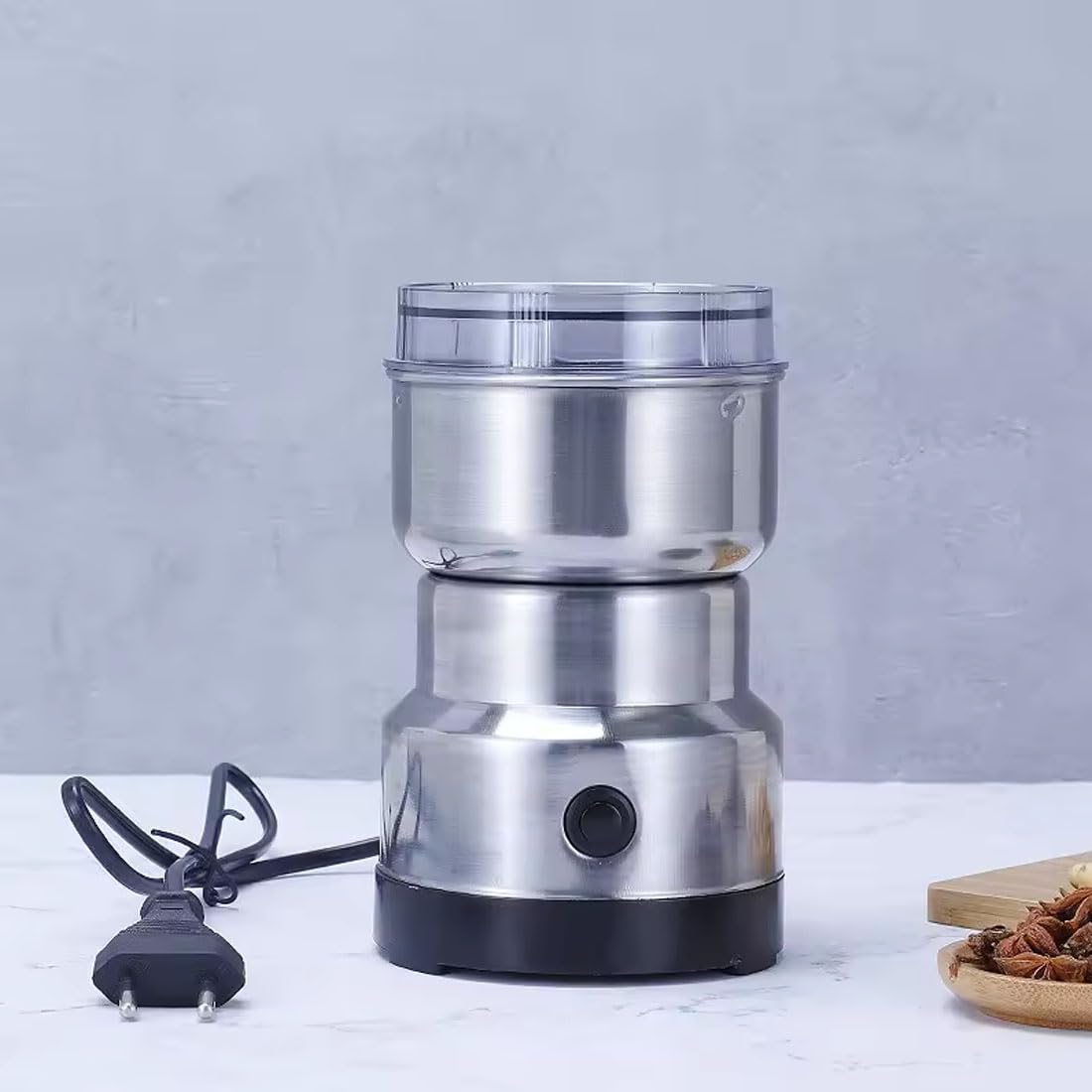 Votvy   Imported Portable Electric Coffee Bean Grinder, Stainless Steel Blade, Ultra-Fine Grain Crusher, Small Household & Commercial Coffee Grinder for Grains & Spices, Compact Handcrafted Pulverizer