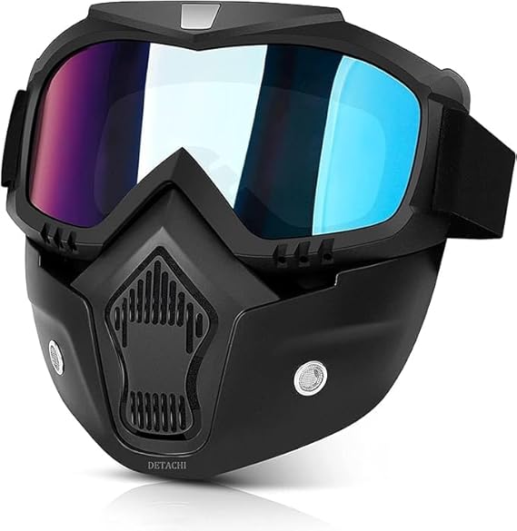 Votvy Goggle Mask Anti Scratch UV Protective Open Face & Eyewear Windproof Dirt Shield Adjustable Strap Soft Foam Padded Detachable for Cycling Bike Off Road Racing Riding Unisex