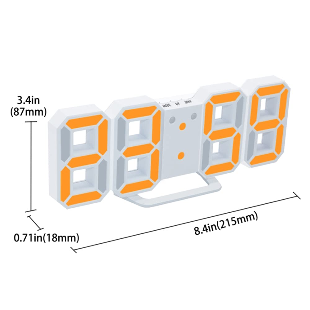 Votvy 3D Led Digital Alarm Clock Table Alarm Clock Manually Adjustable Brightness Electric Clock With Snooze Dimmer 12/24 Hour Mode Black-White