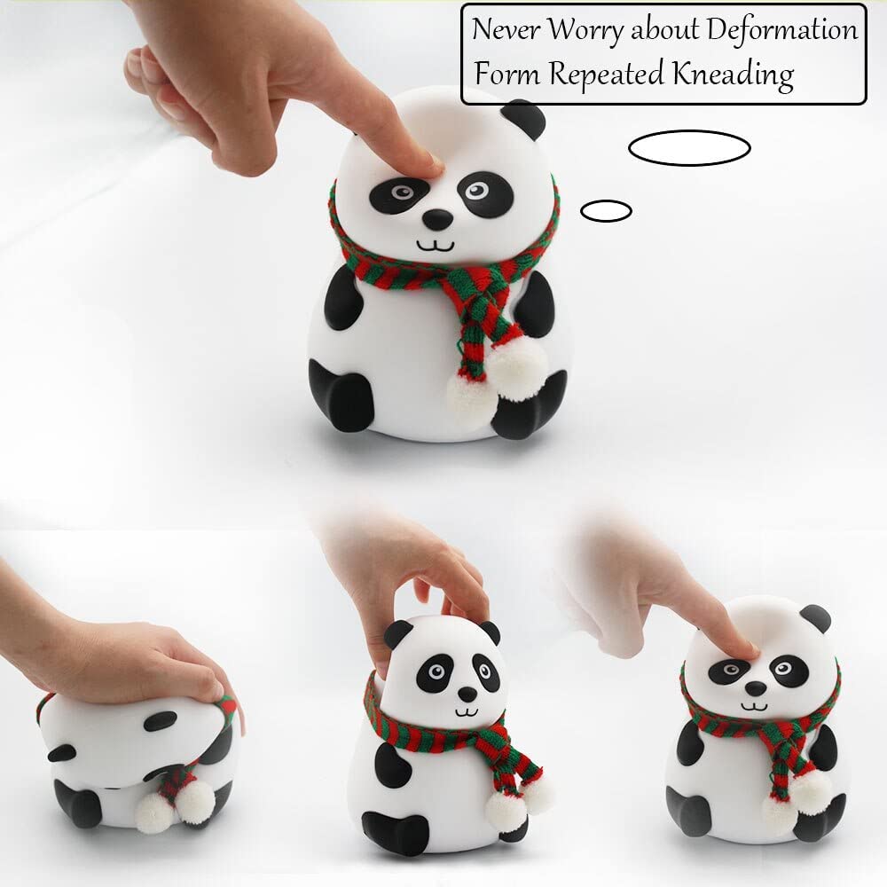 Votvy Electric  Rechargeable Panda Lamp, Cute Silicone Kawaii Night Lamp For Bedroom With Touch Gesture 7 Color Changing Adorable Christmas Gift Kids, Light,Table,Beside Kids Room