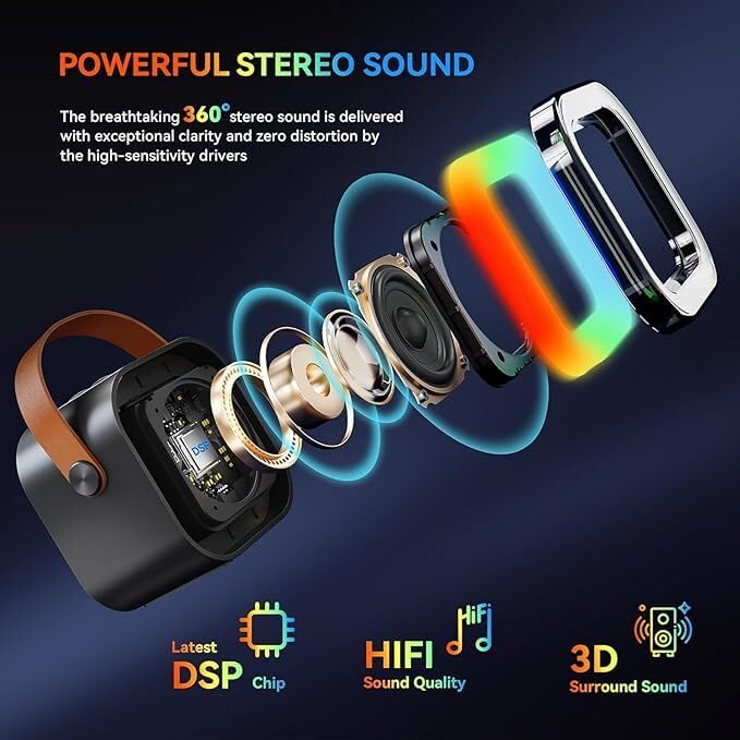 Votvy Electric Rechargeable Karaoke Mic with Speaker for Singing | Wireless Mini Portable Bluetooth Speaker with Microphone & LED Lights | Cute Birthday Gift for Kids Musical Toys for Boys, Girls and Adults