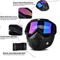 Votvy Goggle Mask Anti Scratch UV Protective Open Face & Eyewear Windproof Dirt Shield Adjustable Strap Soft Foam Padded Detachable for Cycling Bike Off Road Racing Riding Unisex
