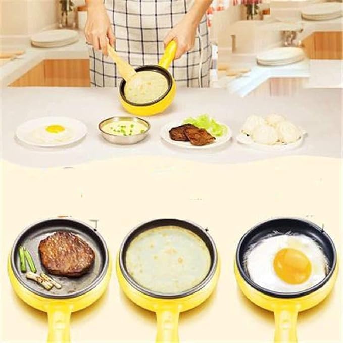 Votvy Single Handle egg bowler and Capacity of 7 Eggs Egg Boiling Non-Stick Steamer and Egg Frying Pan Machine 2 in 1 Single Layer Egg Boiler Omelette Maker and Other Egg Variety