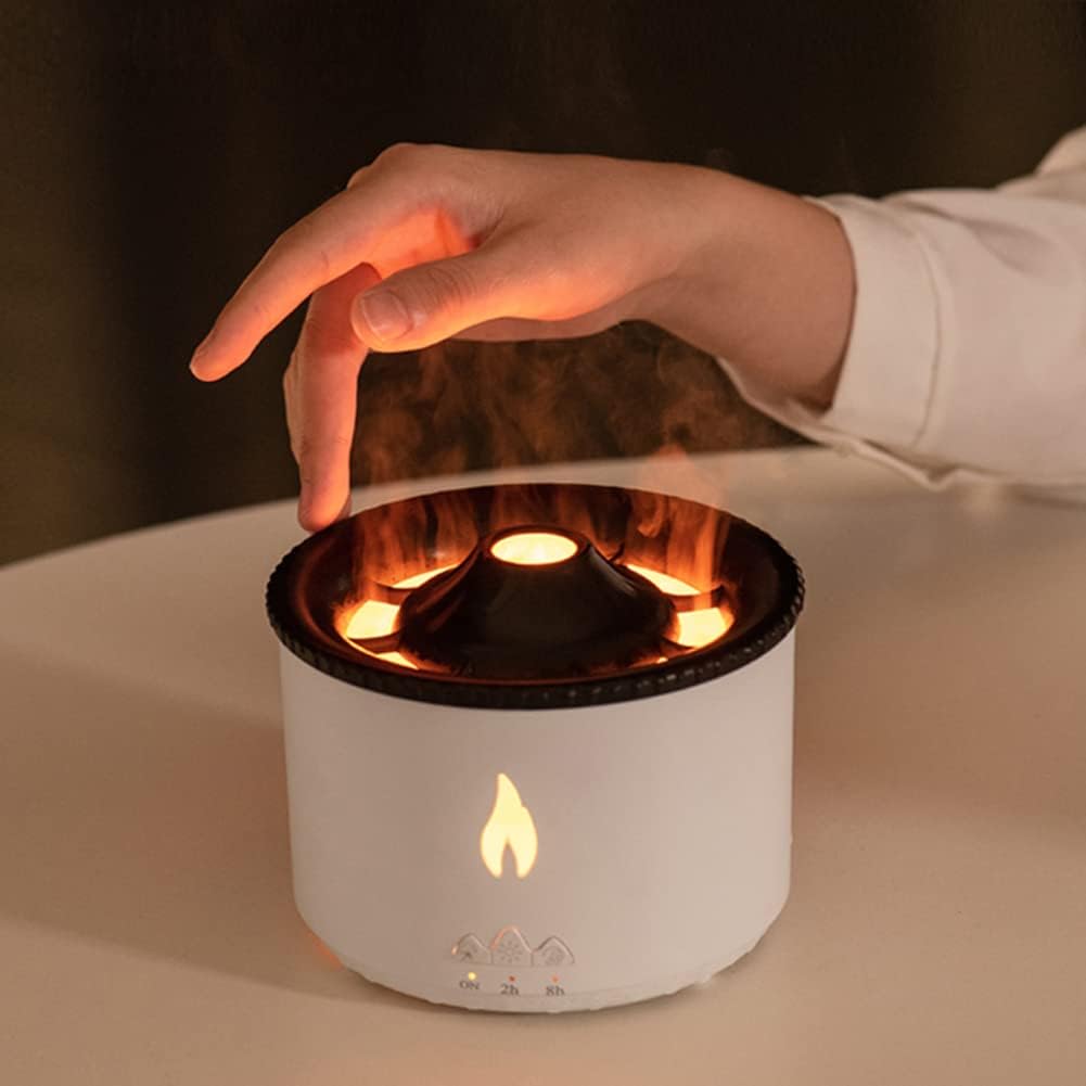 Votvy Oil Diffuser with Flame Light Cool Mist Humidifier with 2 Mist Modes Timer and Auto-Off Safety Protection Quiet Diffusers for Aromatherapy Essential Oil for Home Office SPA Yoga | Plastic Electric