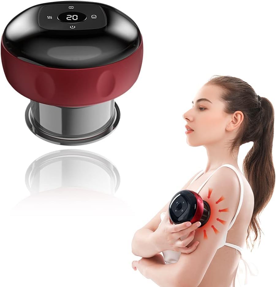 Votvy  Electric Cupping Therapy Set, Smart Suction Cup Massager Machine Cupping Gua Sha Scraping Device Handheld Back Massage Tool, for Helps Reduce Muscle Pain Better Blood Circulation