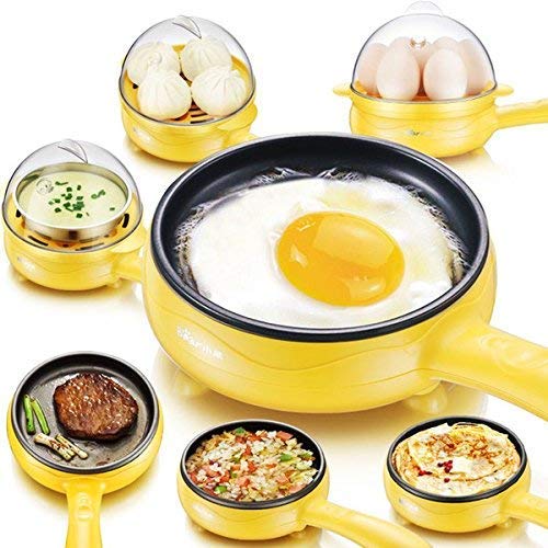 Votvy Single Handle egg bowler and Capacity of 7 Eggs Egg Boiling Non-Stick Steamer and Egg Frying Pan Machine 2 in 1 Single Layer Egg Boiler Omelette Maker and Other Egg Variety