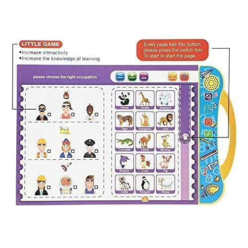Votvy Intelligence Book Sound Book for Children, English Letters & Words Learning Book, Fun Educational Toys. Activities with Numbers, Shapes Learning Book for Toddlers