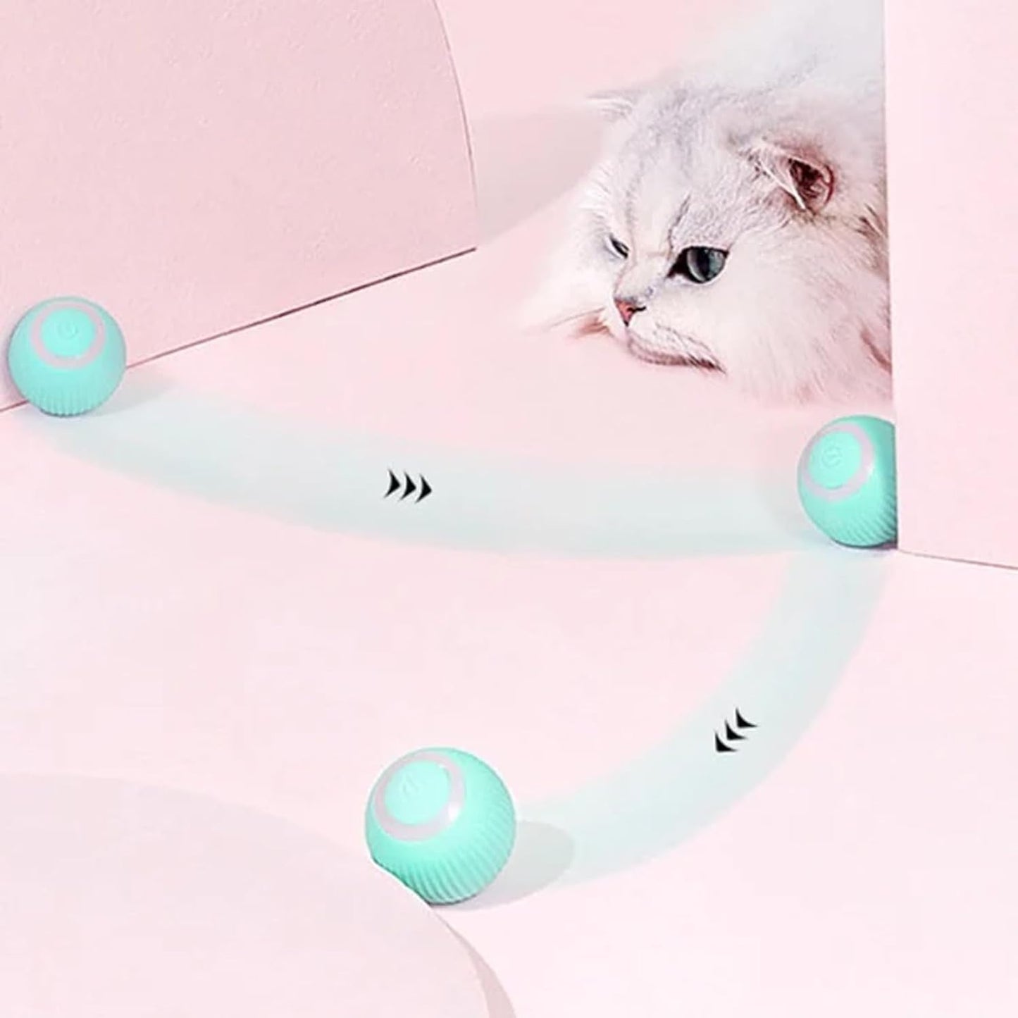 Votvy Smart LED 360° Rotating Cat & Dog Pet Toy Ball | Rechargeable, Interactive Pet Chaser with LED, Automatic Obstacle Avoidance, Ideal for Stimulating Indoor Cats (Blue)