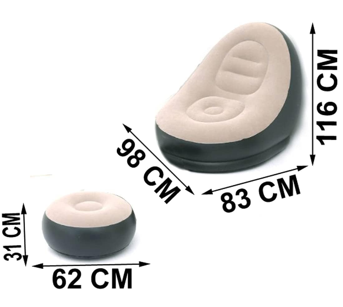 Votvy   Chair, Portable Fast Inflatable Sofa Chair with Foot Stool, Surface with Plush Smooth Comfortable Ideal for Living Room, Room and Outdoor Camping use