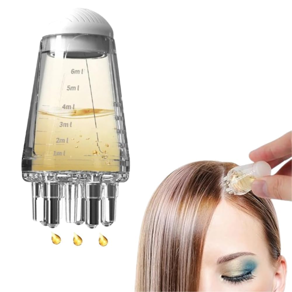 Votvy  Hair Oil Applicator Bottle – 6ml Hair Root Oil Applicator Roller Ball Mini Portable Hair Oil Massage Comb for Scalp Hair Growth Suitable for Various Liquids (1Pcs)