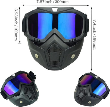 Votvy Goggle Mask Anti Scratch UV Protective Open Face & Eyewear Windproof Dirt Shield Adjustable Strap Soft Foam Padded Detachable for Cycling Bike Off Road Racing Riding Unisex