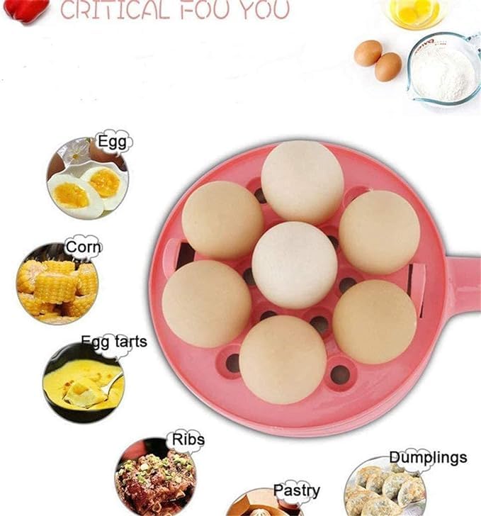Votvy Single Handle egg bowler and Capacity of 7 Eggs Egg Boiling Non-Stick Steamer and Egg Frying Pan Machine 2 in 1 Single Layer Egg Boiler Omelette Maker and Other Egg Variety