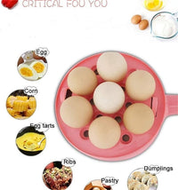 Votvy Single Handle egg bowler and Capacity of 7 Eggs Egg Boiling Non-Stick Steamer and Egg Frying Pan Machine 2 in 1 Single Layer Egg Boiler Omelette Maker and Other Egg Variety